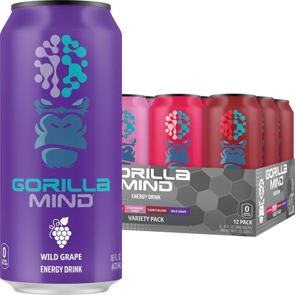 Gorilla Mind Energy Drink Peak Performance No Sugar 12Pack