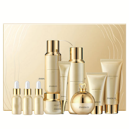 10 Pcs Skin Care Set Improves Skin Appearance Makes Skin Look Healthier Include Facial Cleanser Toner Lotion Essence Face Cream Best Gift Box For Women Suitable For Dry Skin Moisturizes Skin Soothes Dryness