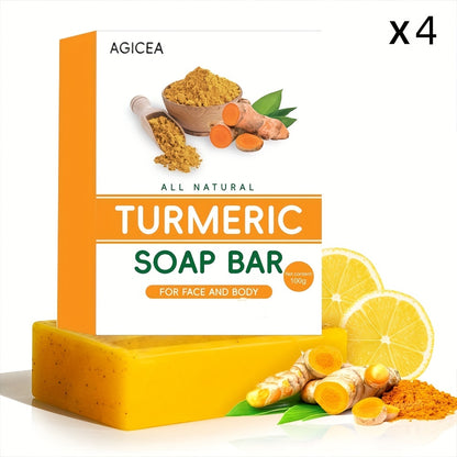 100g4Bars Turmeric Soap Bar For Face  Body Lemon Turmeric Skin Soap For Washing Skin Face Wash Soaps Bars