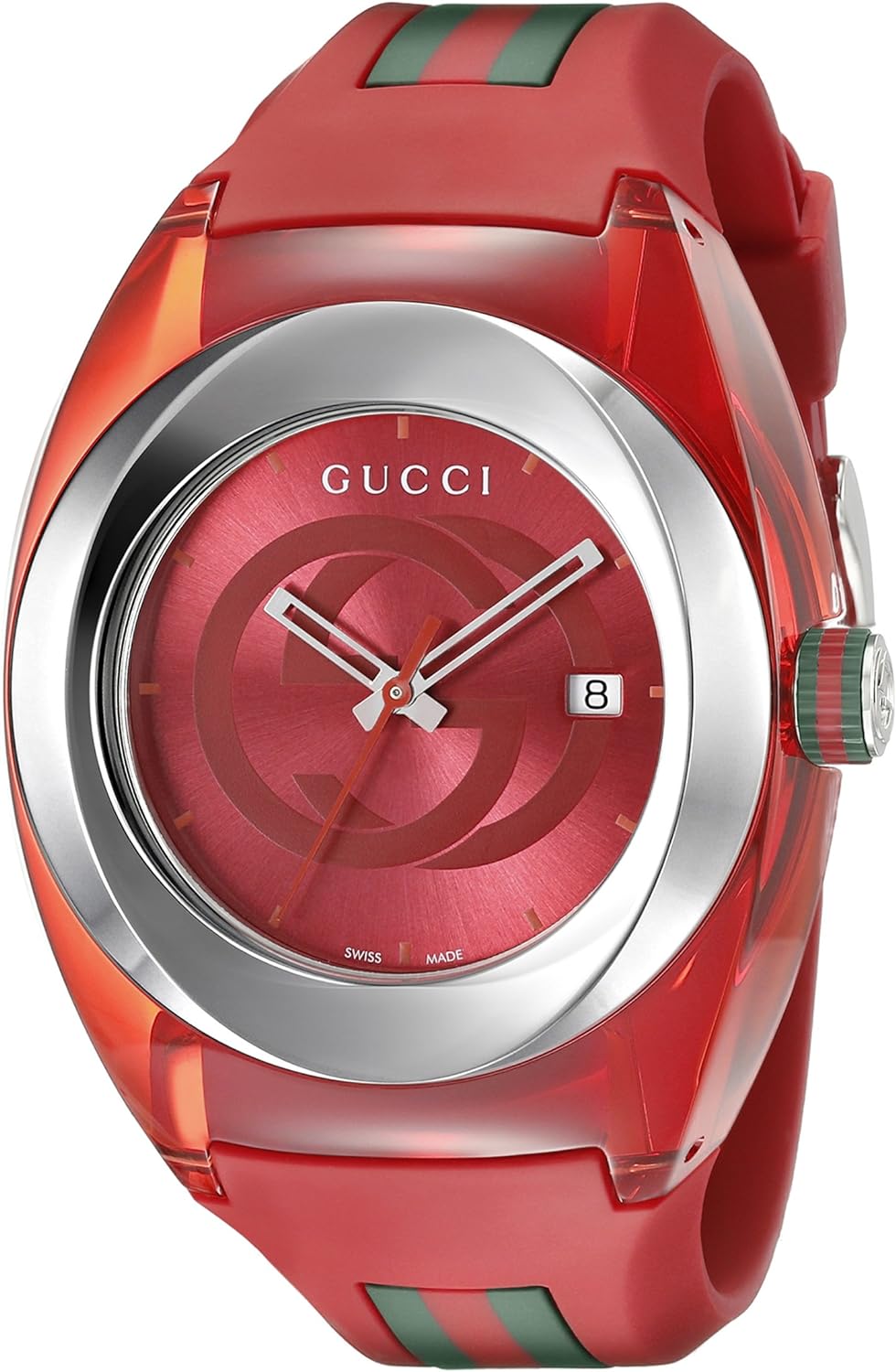 0Gucci SYNC XXL Red Rubber Strap 46mm Unisex Watch YA137103