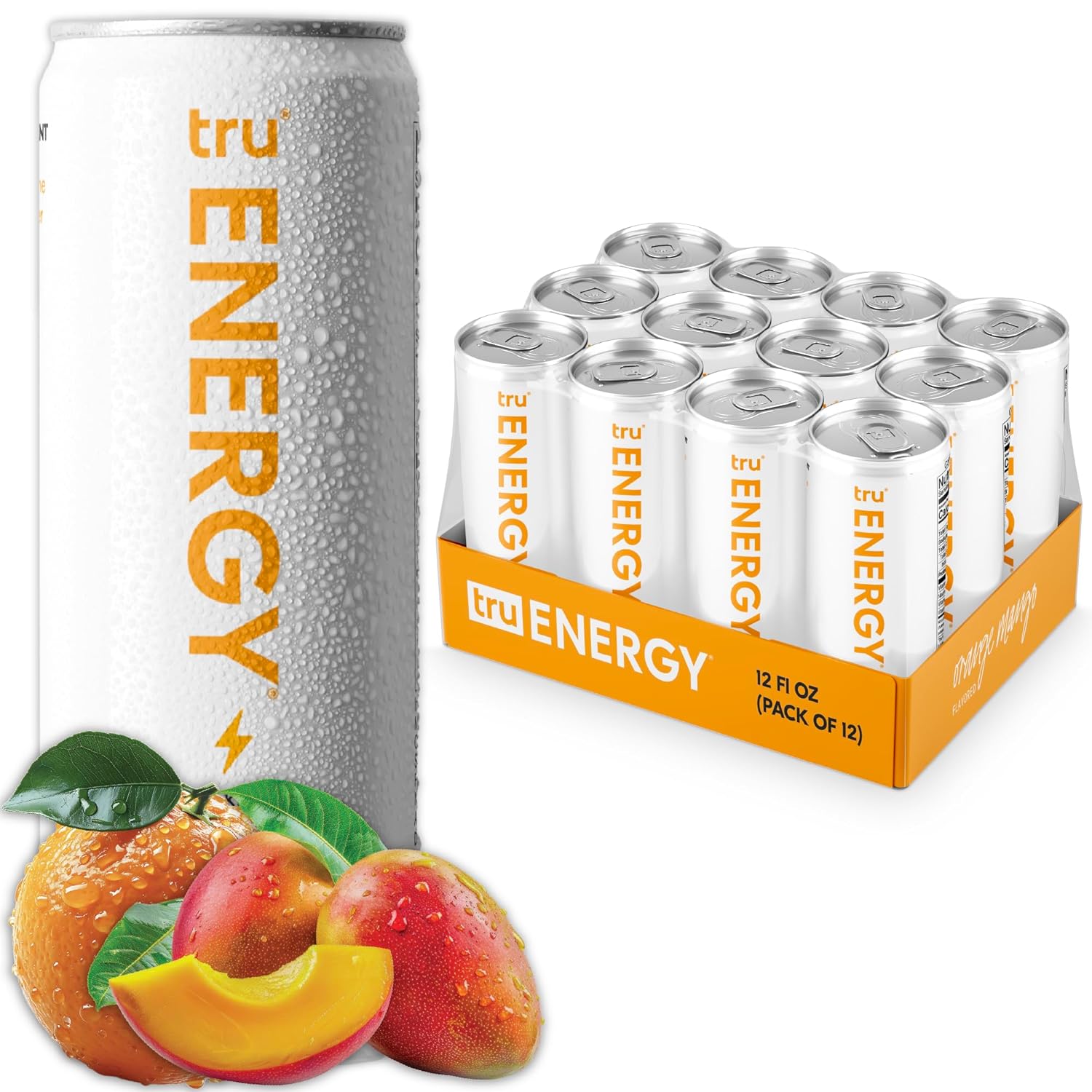 Tru Energy Mango Seltzer Clean Vegan 100 mg Caffeine