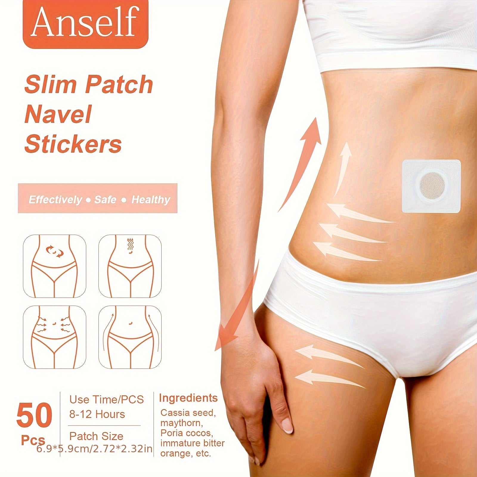 50pcs Belly Button Patches Personal Care Comfort Body Stickers Natural Ingredients Wellness Pads for Weight Management