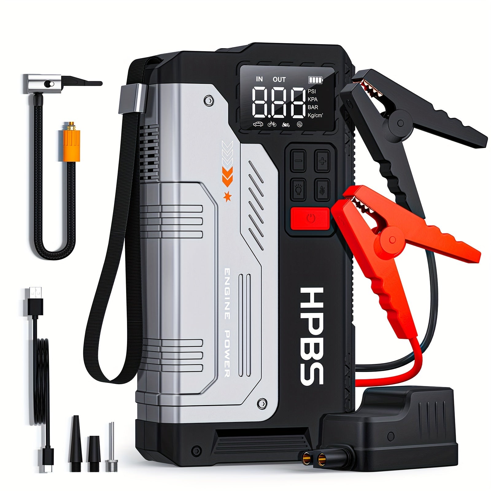 Jump Starter With Air Compressor  2500A Portable Car Jump Starter With 150 PSI Tire Inflator For Up To 211gal Gas And 172gal Diesel Engines 12V Jump Box Battery Booster With Air Pump