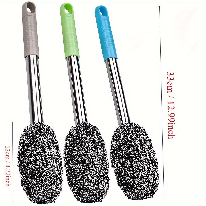 Long Handle Wire Brush  Deep Cleaning Steel Body No Electricity Suitable for Commercial Kitchen Equipment