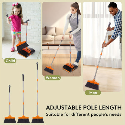 Broom and Dustpan Set for Home Office IndoorOutdoor Sweeping Stand Up Broom and Dustpan