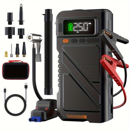 2024 Upgraded Car Jump Starter With Air InflatorDeflator Compressor Portable 5000A 150PSI Car Battery Jumper Starter With Tire Inflator For 10L Gas9L Diesel 12V Lithium Battery Jumper Box With LED Light