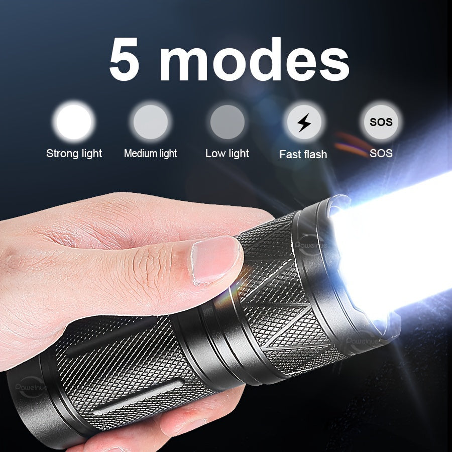 Paweinuo LED Handheld Flashlight UltraBright 50000LUX 12000mAh Lithium Rechargeable Battery NonWaterproof Zoomable Battery Powered with Multiple Components